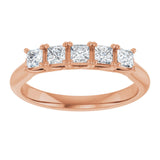 10K Gold Square Lab-Grown Diamond Five-Stone Anniversary Band – 1/2–1 9/10 CTW - Rose Gold - view 3