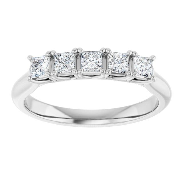 Platinum Square Natural Diamond Five-Stone Anniversary Band – 1/3–5 1/5 CTW - view 3