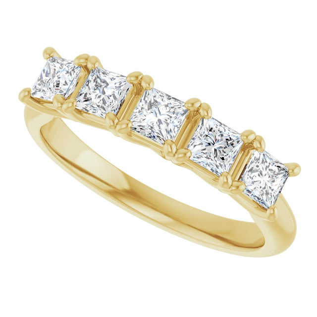 10K Gold Square Lab-Grown Diamond Five-Stone Anniversary Band – 1/2–1 9/10 CTW - Yellow Gold - view 5