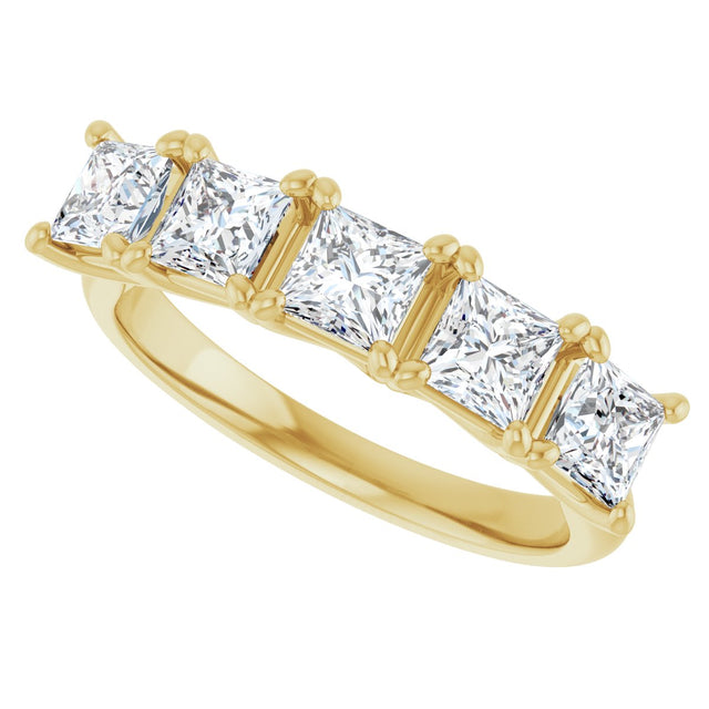 10K Gold Square Lab-Grown Diamond Five-Stone Anniversary Band – 1/2–1 9/10 CTW - Yellow Gold - view 5