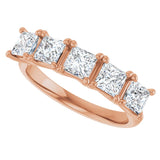 10K Gold Square Lab-Grown Diamond Five-Stone Anniversary Band – 1/2–1 9/10 CTW - Rose Gold - view 5