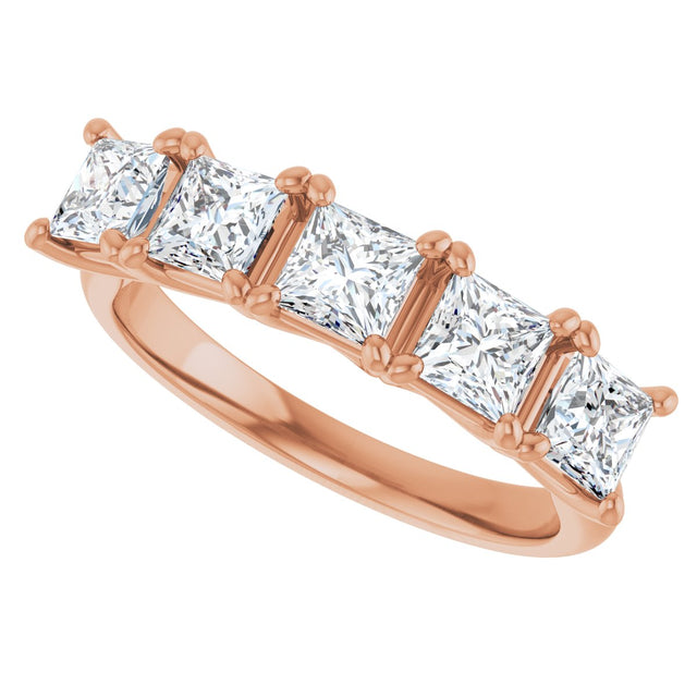 10K Gold Square Lab-Grown Diamond Five-Stone Anniversary Band – 1/2–1 9/10 CTW - Rose Gold - view 5