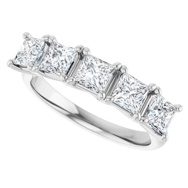 Platinum Square Lab-Grown Diamond Five-Stone Anniversary Band – 1/2–7 CTW - view 5