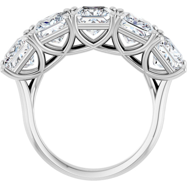 10K Gold Square Lab-Grown Diamond Five-Stone Anniversary Band – 2–7 CTW - White Gold - view 2