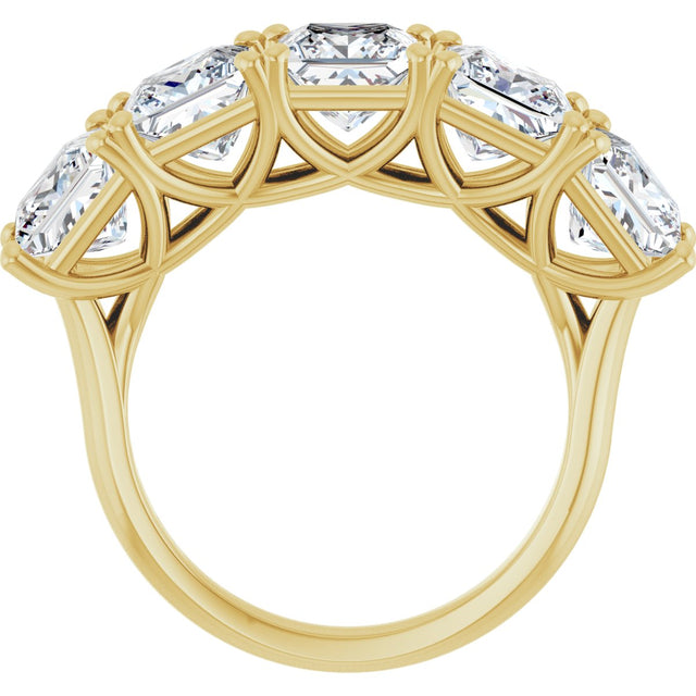 10K Gold Square Natural Diamond Five-Stone Anniversary Band – 1 9/10–5 1/5 CTW - Yellow Gold - view 2