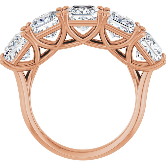10K Gold Square Lab-Grown Diamond Five-Stone Anniversary Band – 2–7 CTW - Rose Gold - view 2