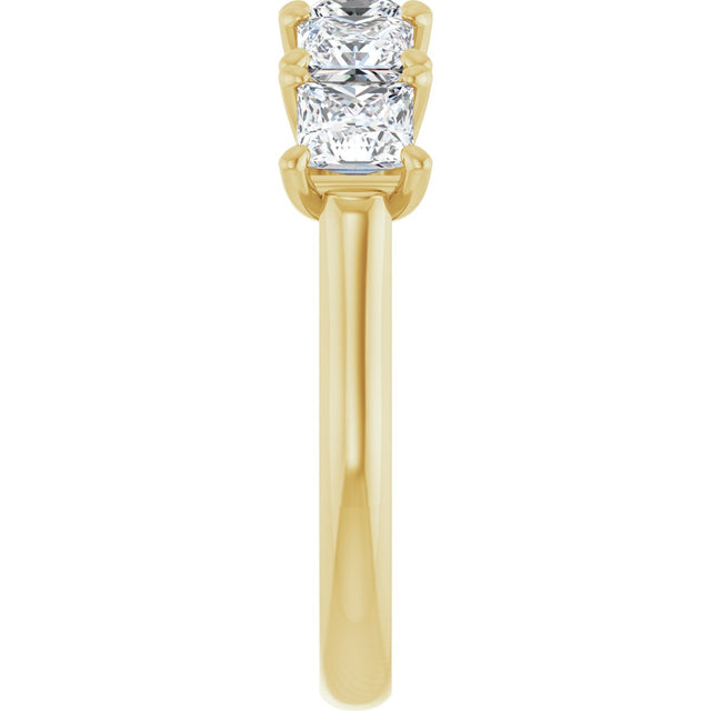 10K Gold Square Natural Diamond Five-Stone Anniversary Band – 1 9/10–5 1/5 CTW - Yellow Gold - view 4