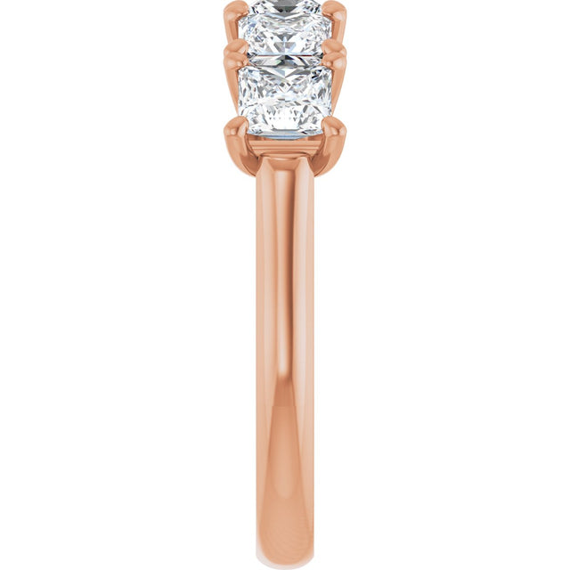 10K Gold Square Lab-Grown Diamond Five-Stone Anniversary Band – 2–7 CTW - Rose Gold - view 4
