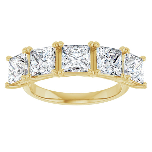 10K Gold Square Lab-Grown Diamond Five-Stone Anniversary Band – 2–7 CTW - Yellow Gold - view 3