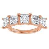 10K Gold Square Lab-Grown Diamond Five-Stone Anniversary Band – 2–7 CTW - Rose Gold - view 3