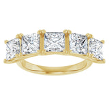 14K Gold Square Lab-Grown Diamond Five-Stone Anniversary Band – 1 9/10–7 CTW - Yellow Gold - view 3
