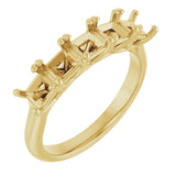 14K Gold Square Natural Diamond Five-Stone Anniversary Band – 1/3–1 1/2 CTW - Yellow Gold