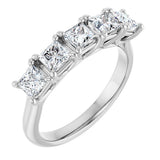 10K Gold Square Lab-Grown Diamond Five-Stone Anniversary Band – 1/2–1 9/10 CTW - White Gold