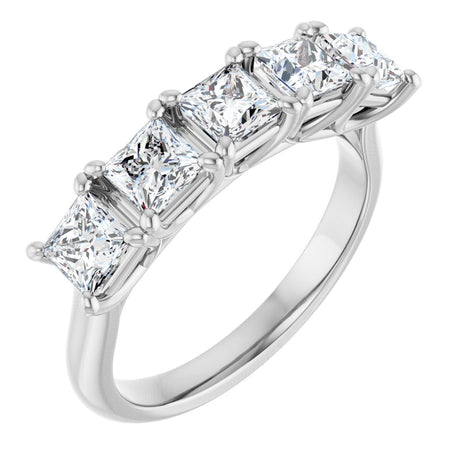 Platinum Square Lab-Grown Diamond Five-Stone Anniversary Band – 1/2–7 CTW