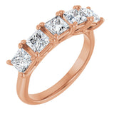 14K Gold Square Natural Diamond Five-Stone Anniversary Band – 1/3–1 1/2 CTW - Rose Gold