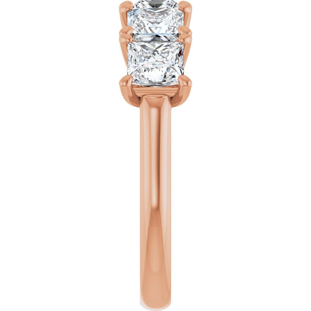 10K Gold Square Lab-Grown Diamond Five-Stone Anniversary Band – 2–7 CTW - Rose Gold - view 4