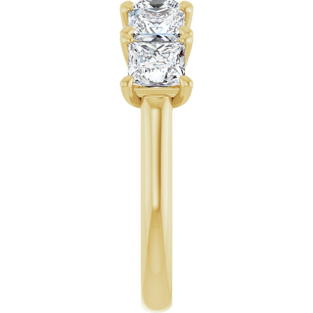 14K Gold Square Lab-Grown Diamond Five-Stone Anniversary Band – 1 9/10–7 CTW - Yellow Gold - view 4
