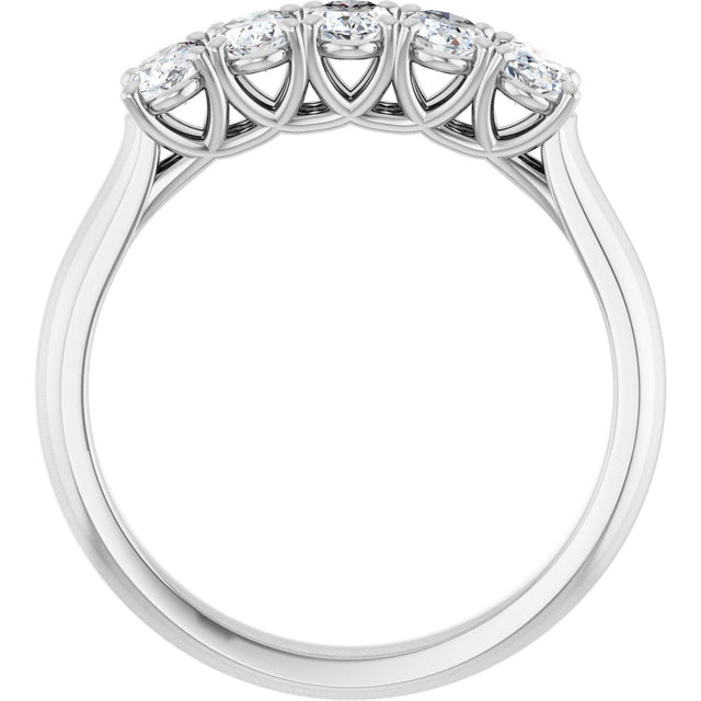 10K Gold Oval Lab-Grown Diamond Five-Stone Anniversary Band – 1–5 CTW - White Gold - view 2