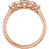 10K Gold Oval Natural Diamond Five-Stone Anniversary Band – 1 3/8–5 CTW - Rose Gold - view 2
