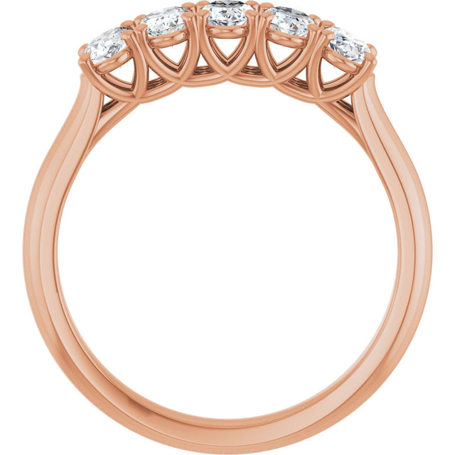 10K Gold Oval Natural Diamond Five-Stone Anniversary Band – 1 3/8–5 CTW - Rose Gold - view 2