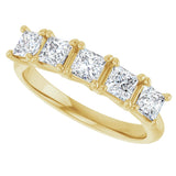 10K Gold Square Lab-Grown Diamond Five-Stone Anniversary Band – 1/2–1 9/10 CTW - Yellow Gold - view 5