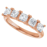 10K Gold Square Lab-Grown Diamond Five-Stone Anniversary Band – 1/2–1 9/10 CTW - Rose Gold - view 5