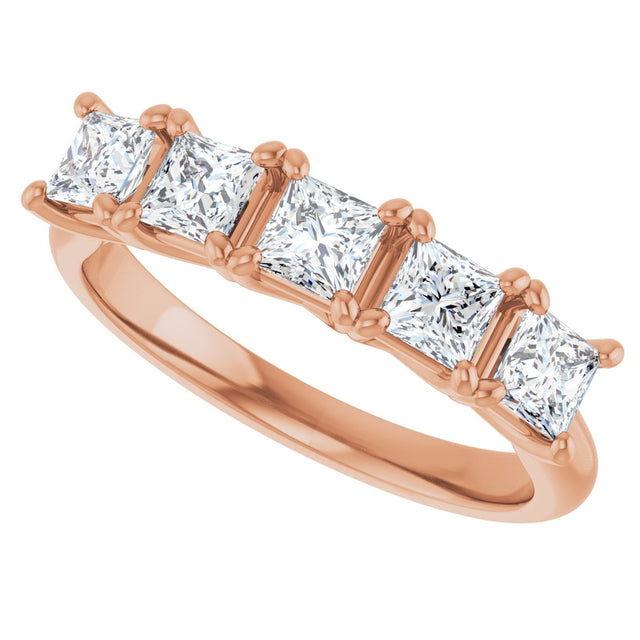 10K Gold Square Lab-Grown Diamond Five-Stone Anniversary Band – 1/2–1 9/10 CTW - Rose Gold - view 5