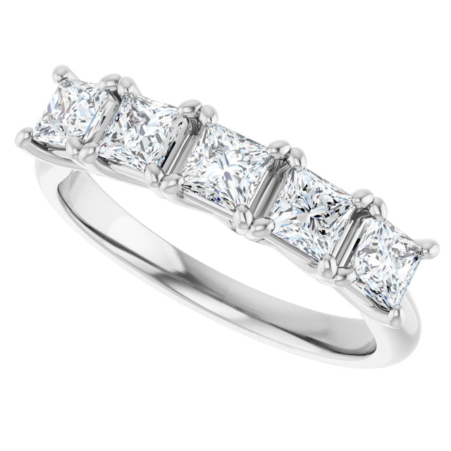 Platinum Square Lab-Grown Diamond Five-Stone Anniversary Band – 1/2–7 CTW - view 5