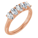 10K Gold Oval Natural Diamond Five-Stone Anniversary Band – 1 3/8–5 CTW - Rose Gold