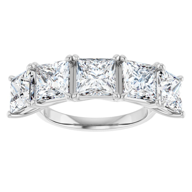 10K Gold Square Lab-Grown Diamond Five-Stone Anniversary Band – 2–7 CTW - White Gold - view 3