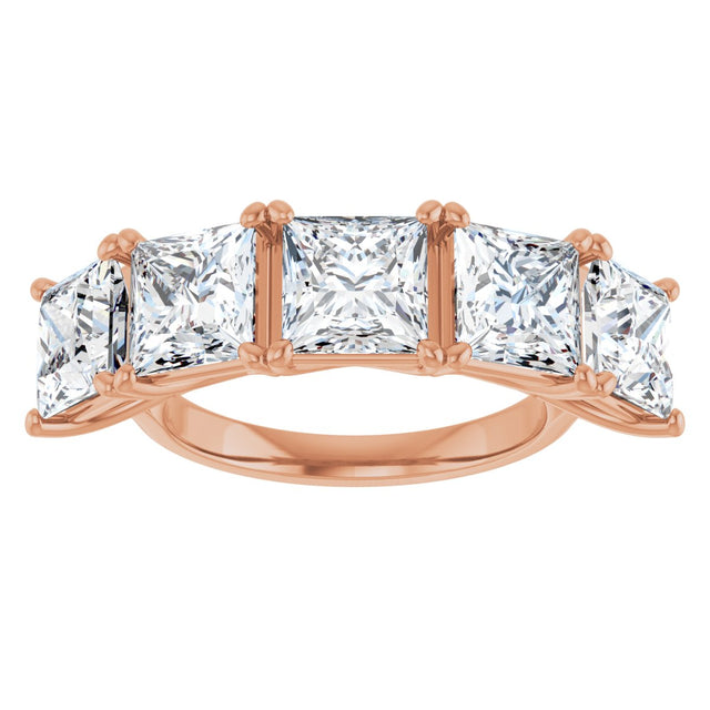 10K Gold Square Lab-Grown Diamond Five-Stone Anniversary Band – 2–7 CTW - Rose Gold - view 3