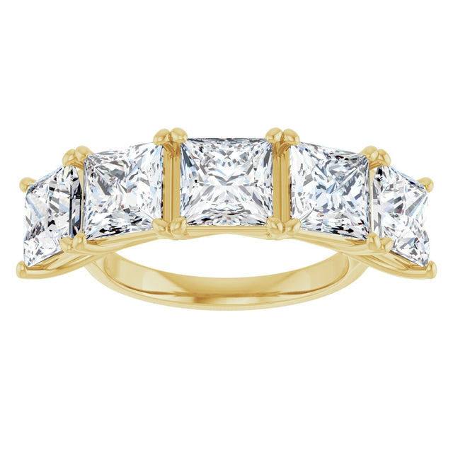 14K Gold Square Lab-Grown Diamond Five-Stone Anniversary Band – 1 9/10–7 CTW - Yellow Gold - view 3