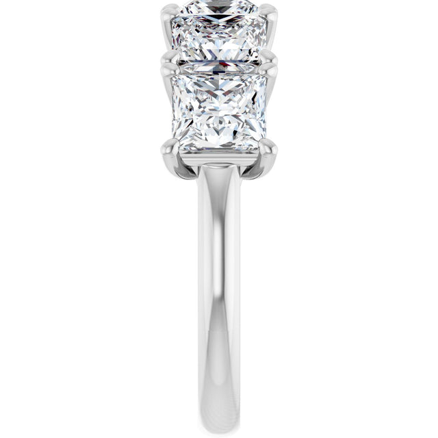 10K Gold Square Lab-Grown Diamond Five-Stone Anniversary Band – 2–7 CTW - White Gold - view 4