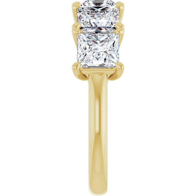 10K Gold Square Lab-Grown Diamond Five-Stone Anniversary Band – 2–7 CTW - Yellow Gold - view 4