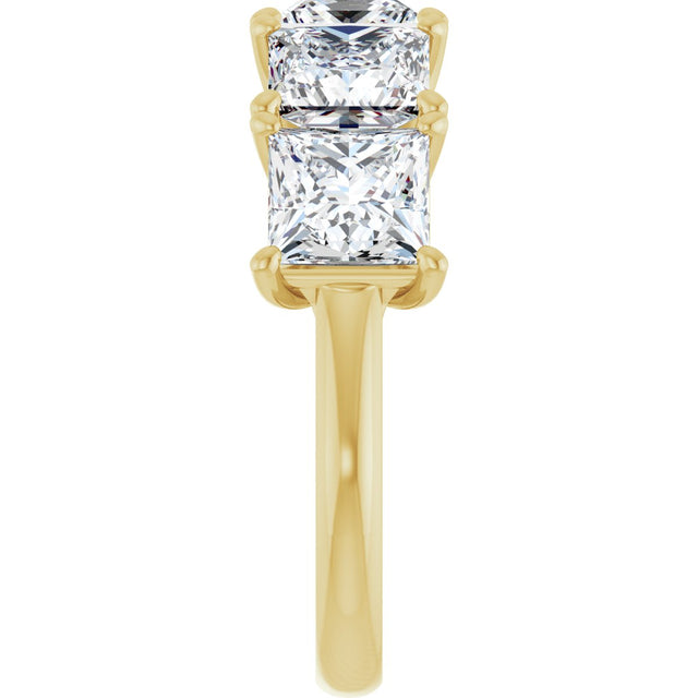 10K Gold Square Lab-Grown Diamond Five-Stone Anniversary Band – 2–7 CTW - Yellow Gold - view 4