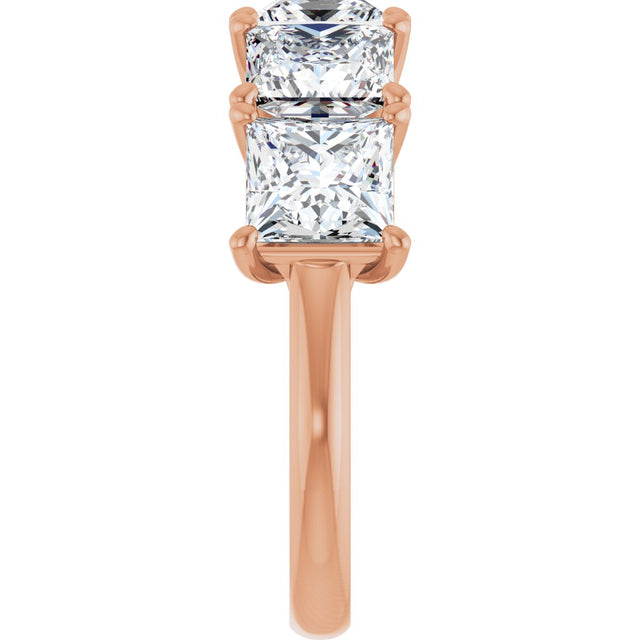 10K Gold Square Lab-Grown Diamond Five-Stone Anniversary Band – 2–7 CTW - Rose Gold - view 4