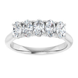 10K Gold Oval Natural Diamond Five-Stone Anniversary Band – 1 3/8–5 CTW - White Gold - view 3