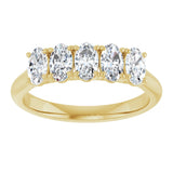 10K Gold Oval Natural Diamond Five-Stone Anniversary Band – 1 3/8–5 CTW - Yellow Gold - view 3