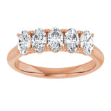 10K Gold Oval Natural Diamond Five-Stone Anniversary Band – 1 3/8–5 CTW - Rose Gold - view 3