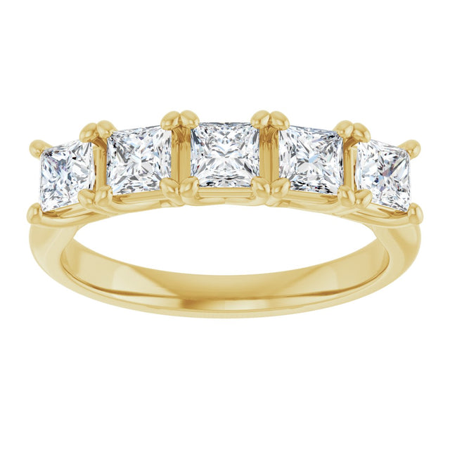 10K Gold Square Natural Diamond Five-Stone Anniversary Band – 1/2–1 1/2 CTW - Yellow Gold - view 3