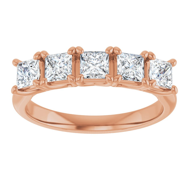 10K Gold Square Lab-Grown Diamond Five-Stone Anniversary Band – 1/2–1 9/10 CTW - Rose Gold - view 3