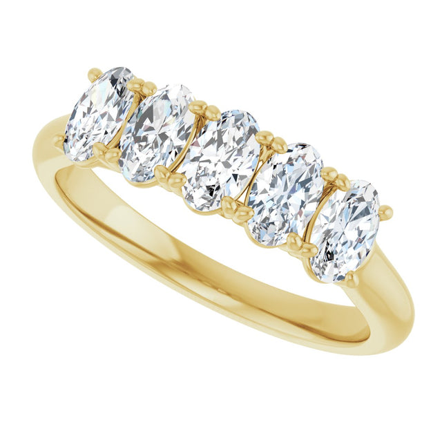 10K Gold Oval Natural Diamond Five-Stone Anniversary Band – 1 3/8–5 CTW - Yellow Gold - view 5