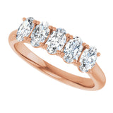 10K Gold Oval Natural Diamond Five-Stone Anniversary Band – 1 3/8–5 CTW - Rose Gold - view 5