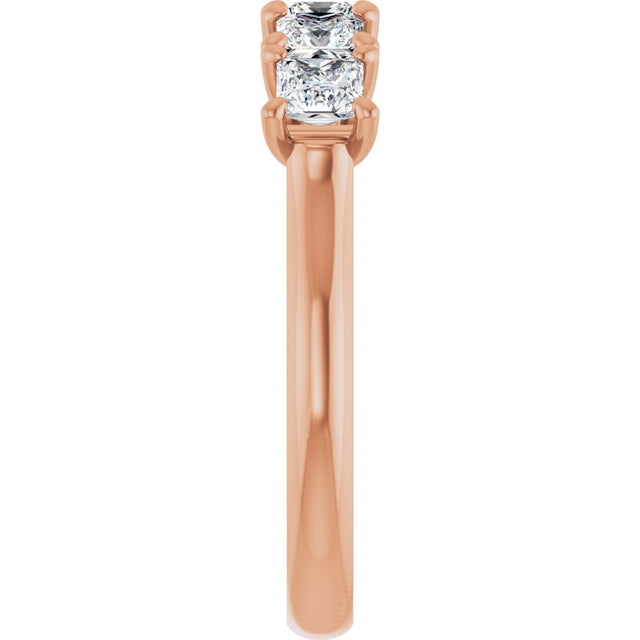 10K Gold Square Lab-Grown Diamond Five-Stone Anniversary Band – 1/2–1 9/10 CTW - Rose Gold - view 4