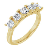 10K Gold Square Natural Diamond Five-Stone Anniversary Band – 1/2–1 1/2 CTW - Yellow Gold
