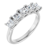 14K Gold Square Lab-Grown Diamond Five-Stone Anniversary Band – 1/2–1 1/2 CTW - White Gold