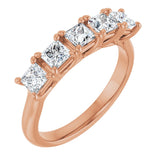 14K Gold Square Lab-Grown Diamond Five-Stone Anniversary Band – 1/2–1 1/2 CTW - Rose Gold