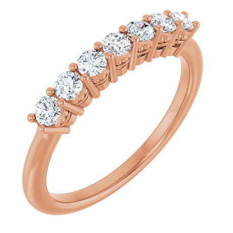 14K Gold Round Lab-Grown Diamond Seven-Stone Anniversary Band – 1/5–3/4 CTW - Rose Gold