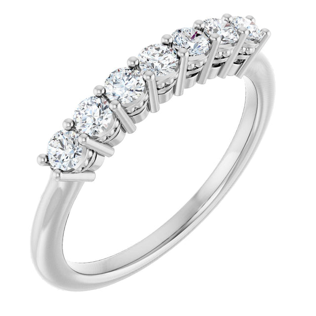 14K Gold Round Natural Diamond Seven-Stone Anniversary Band – 1/5–5/8 CTW - White Gold