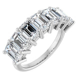 14K Gold Emerald Natural Diamond Seven-Stone Anniversary Band – 2 1/2–4 1/5 CTW - White Gold